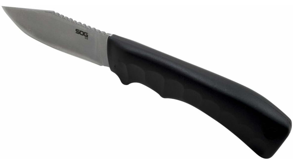 SOG Specialty Knives &amp; Tools Ace Fixed Blade Knife, 3.8in, 7Cr17MoV Blade, Clip Point, Black, TPR Handle, Grey/Black, SOG-ACE1001-CP