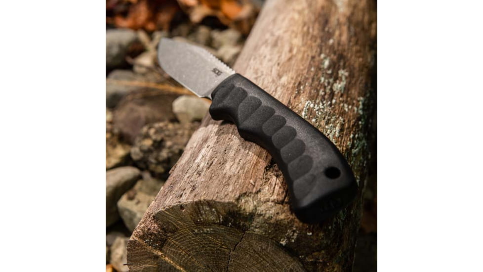 SOG Specialty Knives &amp; Tools Ace Fixed Blade Knife, 3.8in, 7Cr17MoV Blade, Clip Point, Black, TPR Handle, Grey/Black, SOG-ACE1001-CP