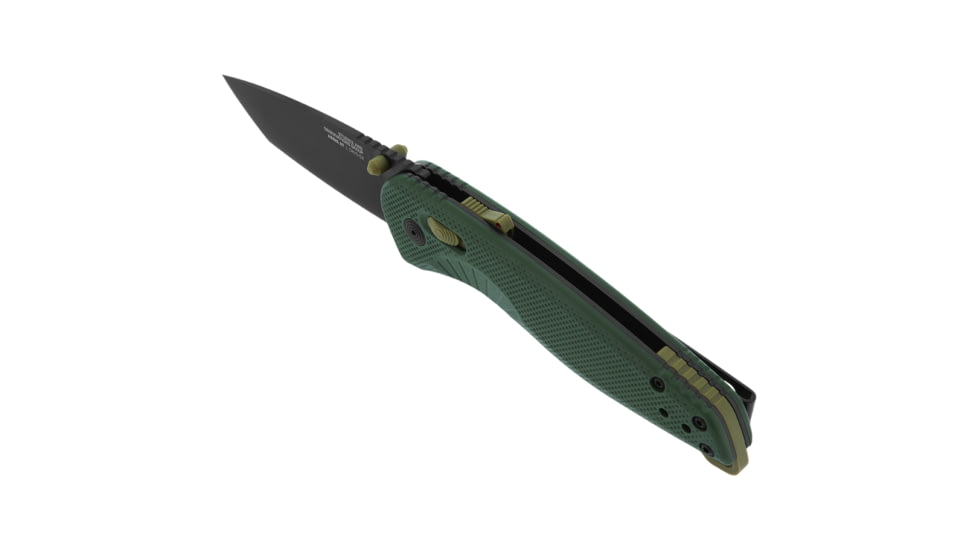 SOG Specialty Knives &amp; Tools Aegis AT Folding Knives, 3.13in, Straight Edge, Cryo D2 Steel, Drop Point, Forest, GRN Handle, SOG-11-41-13-41