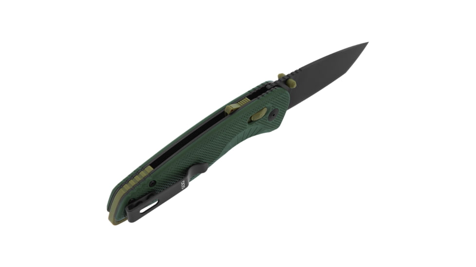 SOG Specialty Knives &amp; Tools Aegis AT Folding Knives, 3.13in, Straight Edge, Cryo D2 Steel, Drop Point, Forest, GRN Handle, SOG-11-41-13-41
