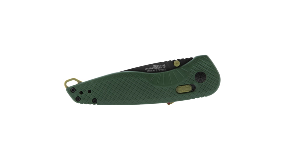 SOG Specialty Knives &amp; Tools Aegis AT Folding Knives, 3.13in, Straight Edge, Cryo D2 Steel, Drop Point, Forest, GRN Handle, SOG-11-41-13-41