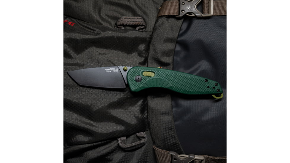 SOG Specialty Knives &amp; Tools Aegis AT Folding Knives, 3.13in, Straight Edge, Cryo D2 Steel, Drop Point, Forest, GRN Handle, SOG-11-41-13-41