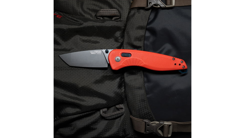 SOG Specialty Knives &amp; Tools Aegis FX Fixed Blade Knives, 3.13in, Straight Edge, Cryo D2 Steel, Drop Point, Rescue Red, GRN Handle, SOG-17-41-03-41