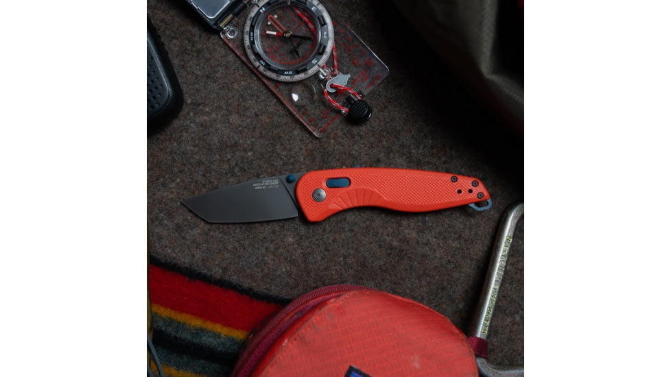 SOG Specialty Knives &amp; Tools Aegis FX Fixed Blade Knives, 3.13in, Straight Edge, Cryo D2 Steel, Drop Point, Rescue Red, GRN Handle, SOG-17-41-03-41