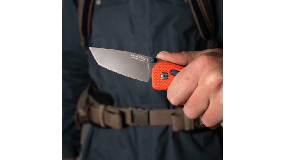 SOG Specialty Knives &amp; Tools Aegis FX Fixed Blade Knives, 3.13in, Straight Edge, Cryo D2 Steel, Drop Point, Rescue Red, GRN Handle, SOG-17-41-03-41