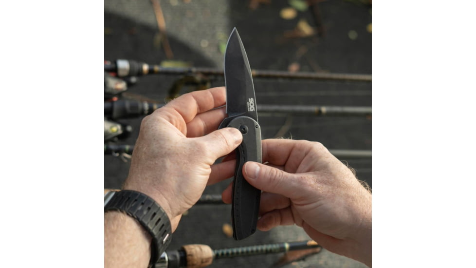 SOG Specialty Knives &amp; Tools Aegis Flk 2.0 Black - Drop Point - SOG-14-41-05-43
