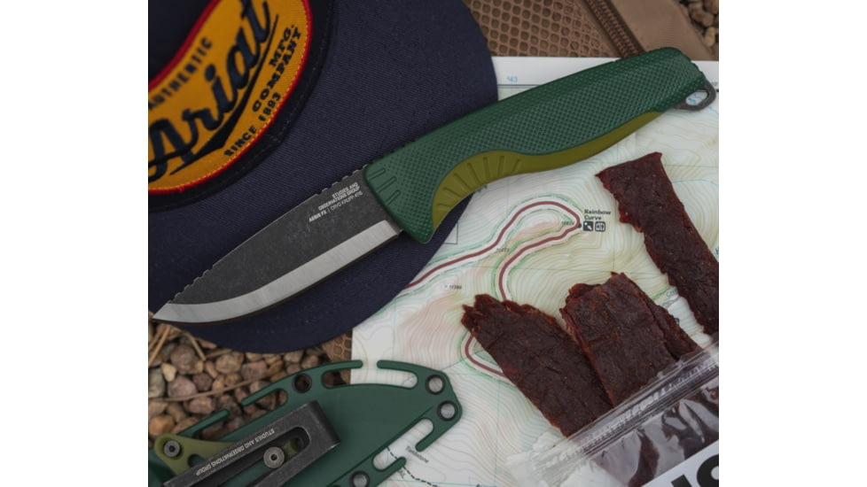 SOG Specialty Knives &amp; Tools Aegis FX Fixed Blade Knives, 3.7in, Straight Edge, CRYO KRUPP 4116 Steel, Drop Point, Green, GRN / TPU Handle, Black, SOG-17-41-02-41