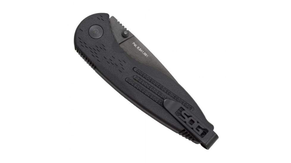 SOG Specialty Knives &amp; Tools Aegis TiNi Automatic Folding Knife, 0.13in AUS-8 Blade Steel, Overall length 8.25in, Black, Glass-Reinforced Nylon Handle AE02-BX