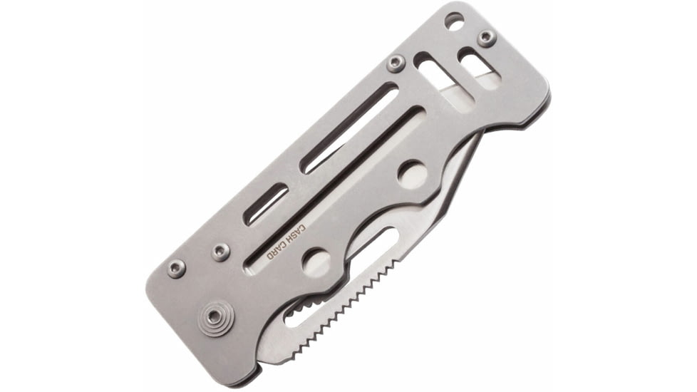 SOG Specialty Knives &amp; Tools Cash Card Folding Knife, 2.75in, 8Cr13MoV Stainless Steel Blade, Clip Point, Silver, Stainless Steel Handle, Silver, SOG-EZ1-CP