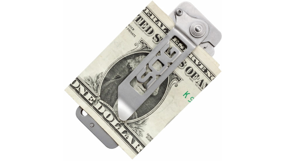 SOG Specialty Knives &amp; Tools Cash Card Folding Knife, 2.75in, 8Cr13MoV Stainless Steel Blade, Clip Point, Silver, Stainless Steel Handle, Silver, SOG-EZ1-CP