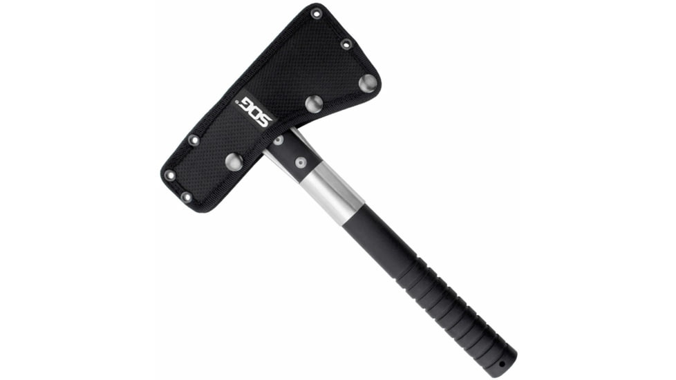 SOG Specialty Knives &amp; Tools FastHawk Tactical Tomahawk Axe, 2in, 420 Stainless Blade, Black, Glass-Reinforced Nylon Handle, Polished Blade Finish, Silver, SOG-F06PN-CP