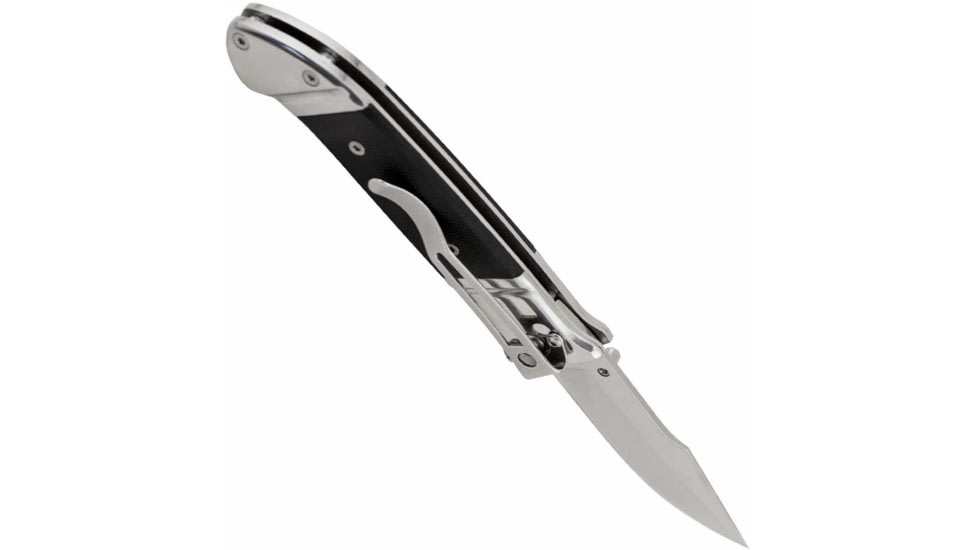 SOG Specialty Knives &amp; Tools Fielder Folding Knife, 3.3in, 7Cr17MoV Blade, Clip Point, Black, G10 Handle, Silver, SOG-FF38-CP