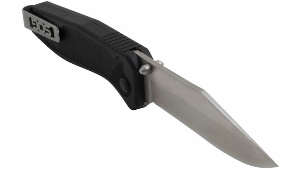 SOG Specialty Knives &amp; Tools Flare Fixed Blade Knife, 3.5in, Clip Point, Silver/Black, SOG-FLA1001-CP