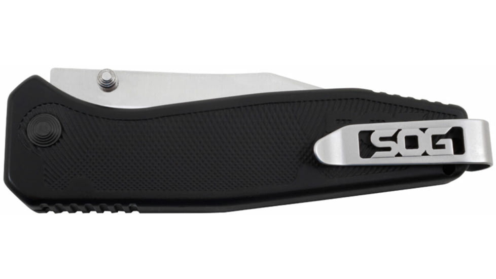 SOG Specialty Knives &amp; Tools Flare Fixed Blade Knife, 3.5in, Clip Point, Silver/Black, SOG-FLA1001-CP