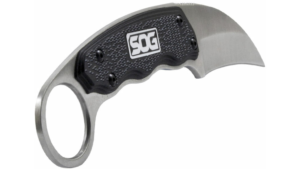 SOG Specialty Knives & Tools Gambit Blade Knife, 2.58in, 7Cr17MoV Blade, Sheepsfoot, Black, Glass-Reinforced Nylon Handle, Silve, SOG-GB1001-CP