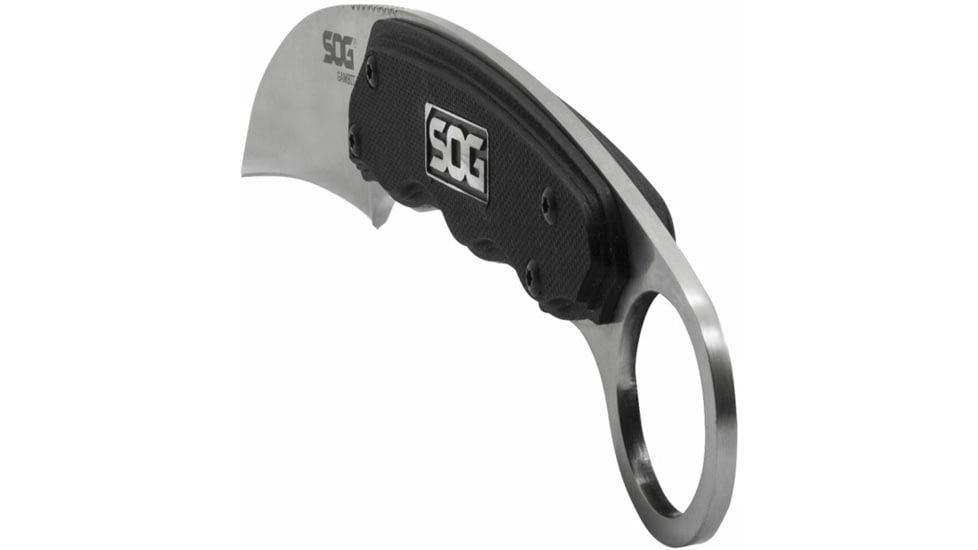 SOG Specialty Knives & Tools Gambit Blade Knife, 2.58in, 7Cr17MoV Blade, Sheepsfoot, Black, Glass-Reinforced Nylon Handle, Silve, SOG-GB1001-CP