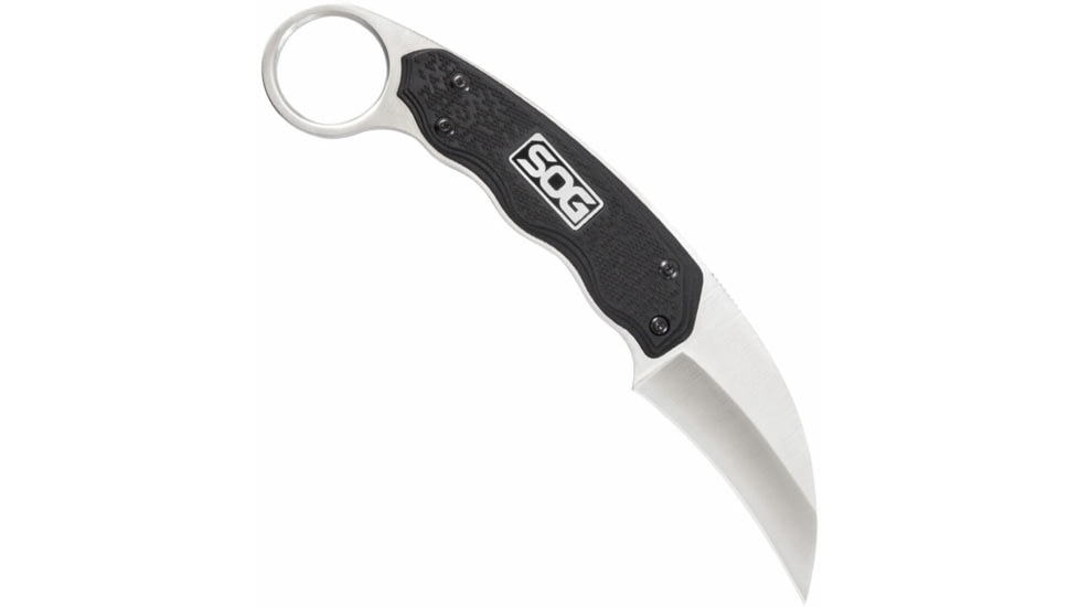 SOG Specialty Knives & Tools Gambit Blade Knife, 2.58in, 7Cr17MoV Blade, Sheepsfoot, Black, Glass-Reinforced Nylon Handle, Silve, SOG-GB1001-CP