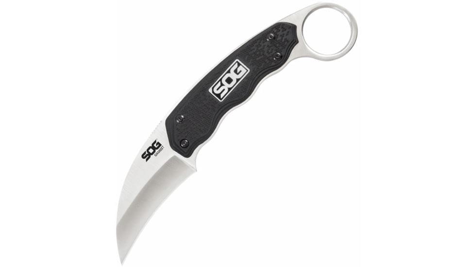 SOG Specialty Knives & Tools Gambit Blade Knife, 2.58in, 7Cr17MoV Blade, Sheepsfoot, Black, Glass-Reinforced Nylon Handle, Silve, SOG-GB1001-CP