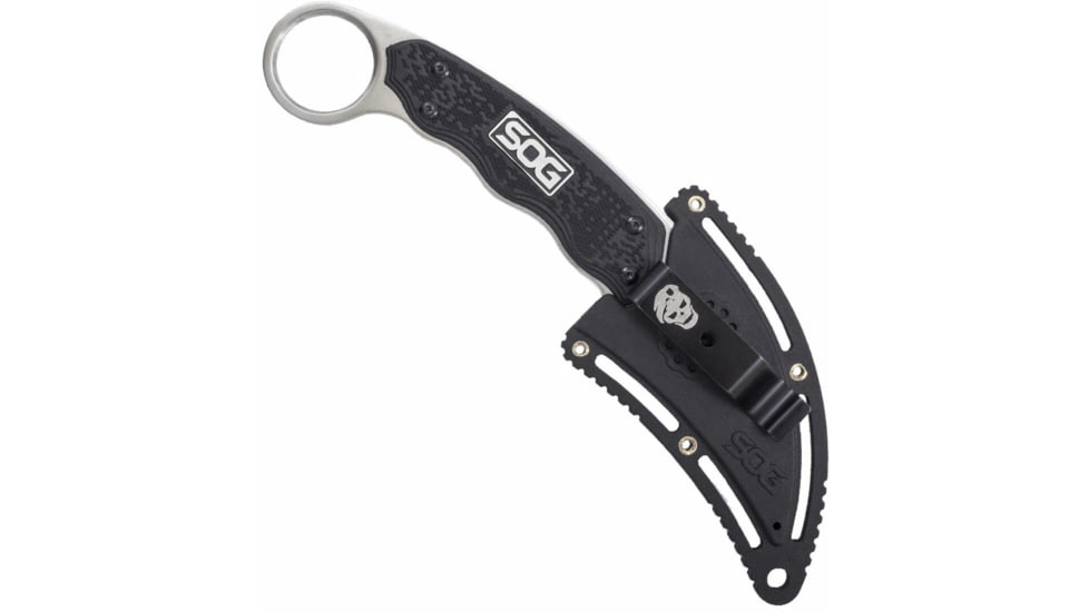 SOG Specialty Knives & Tools Gambit Blade Knife, 2.58in, 7Cr17MoV Blade, Sheepsfoot, Black, Glass-Reinforced Nylon Handle, Silve, SOG-GB1001-CP