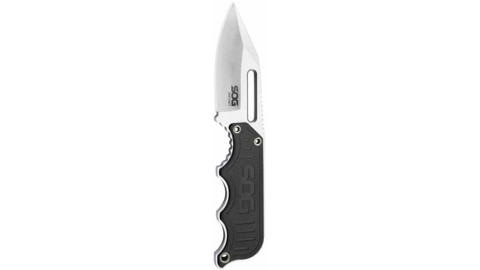 SOG Specialty Knives &amp; Tools Instinct Fixed Blade Knife, 2.3in, 5Cr15MoV Blade, Clip Point, Black, Silver, Stainless Steel and G10 Handle, Silver/Silver &amp; Black, SOG-NB1012-CP