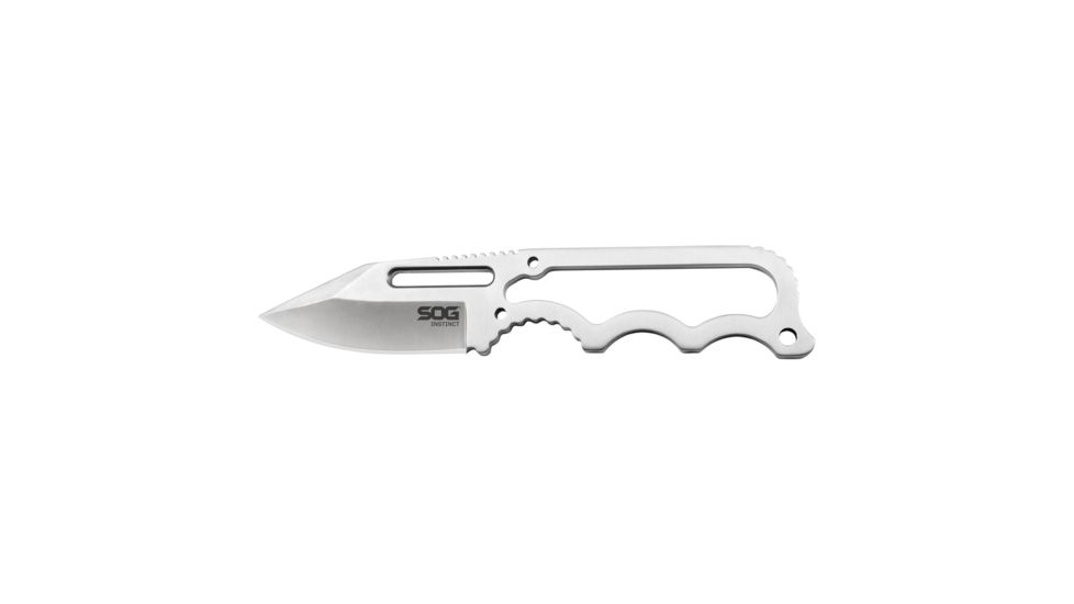 SOG Specialty Knives &amp; Tools Instinct Knive, 2.3in 5Cr15Mov Steel Blade, Stainless Steel Silver Handle, NB1011