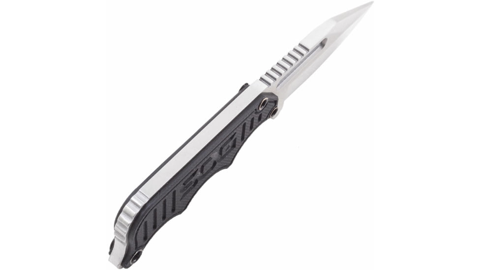 SOG Specialty Knives &amp; Tools Instinct Mini Fixed Blade Knife, 1.9in, 5Cr15MoV Blade, Clip Point, Black, Silver, Stainless Steel and G10 Handle, Silver, SOG-NB1002-CP