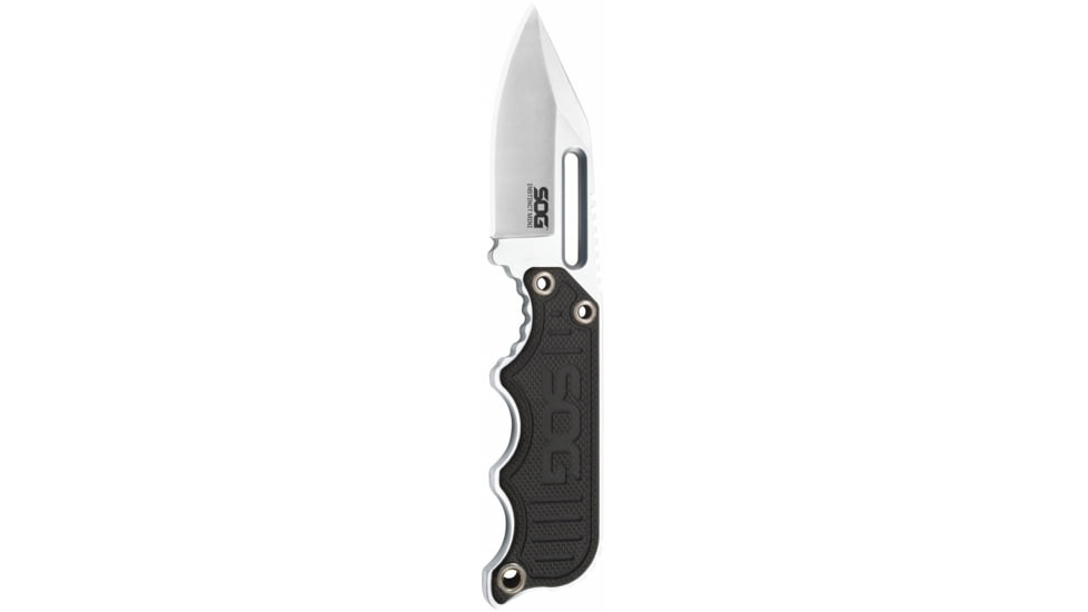 SOG Specialty Knives &amp; Tools Instinct Mini Fixed Blade Knife, 1.9in, 5Cr15MoV Blade, Clip Point, Black, Silver, Stainless Steel and G10 Handle, Silver, SOG-NB1002-CP