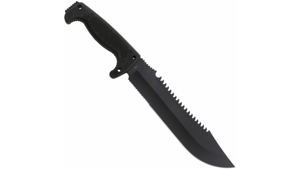SOG Specialty Knives &amp; Tools Jungle Primitive Folding Knife, 9.5in, 8Cr13MoV Blade, Clip Point, Black, Kraton Handle, Black, SOG-F03TN-CP