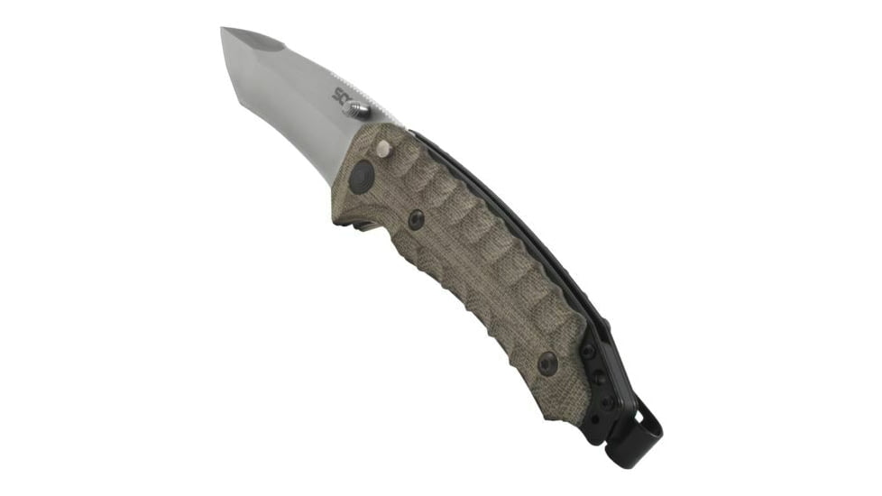 SOG Specialty Knives &amp; Tools Kiku Assisted Satin Folding Knife, Silver, KU-3003