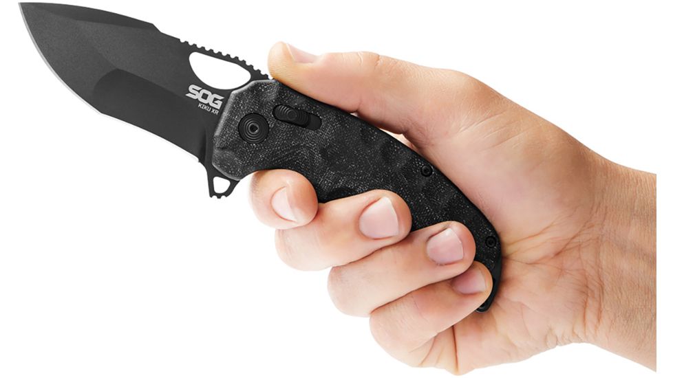 SOG Specialty Knives &amp; Tools Kiku XR Folding Knife, Black, 12-27-02-57