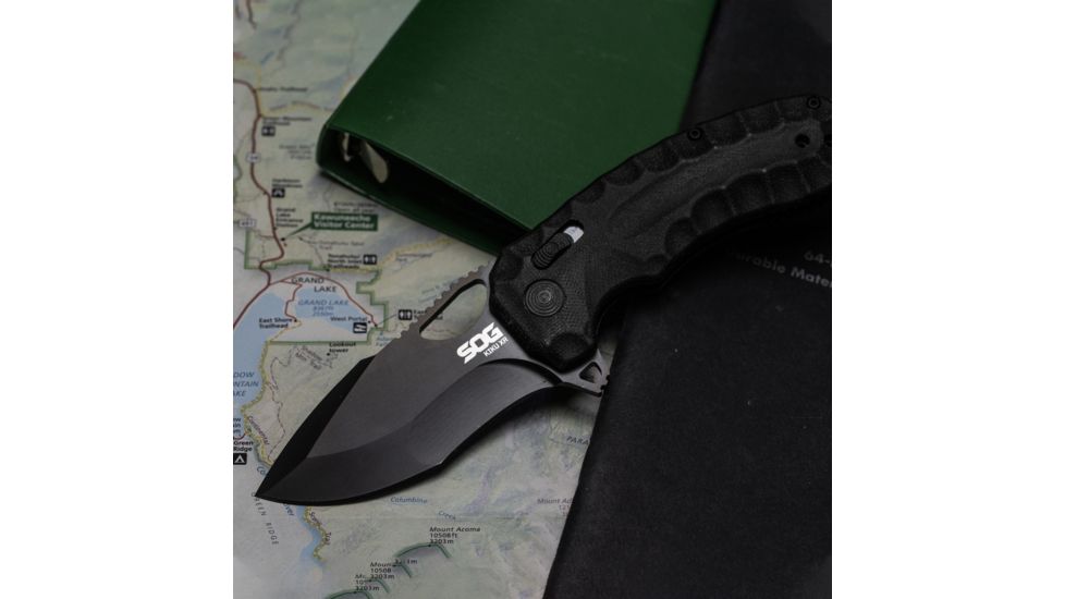 SOG Specialty Knives &amp; Tools Kiku XR Folding Knife, Black, 12-27-02-57