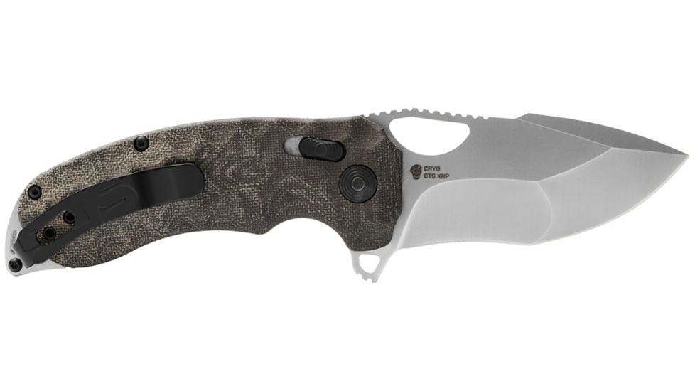 SOG Specialty Knives &amp; Tools Kiku XR Folding Knife, 3in, CTS XHP Blade, Tanto, Green, Linen Micarta Handle, SOG-12-27-01-57