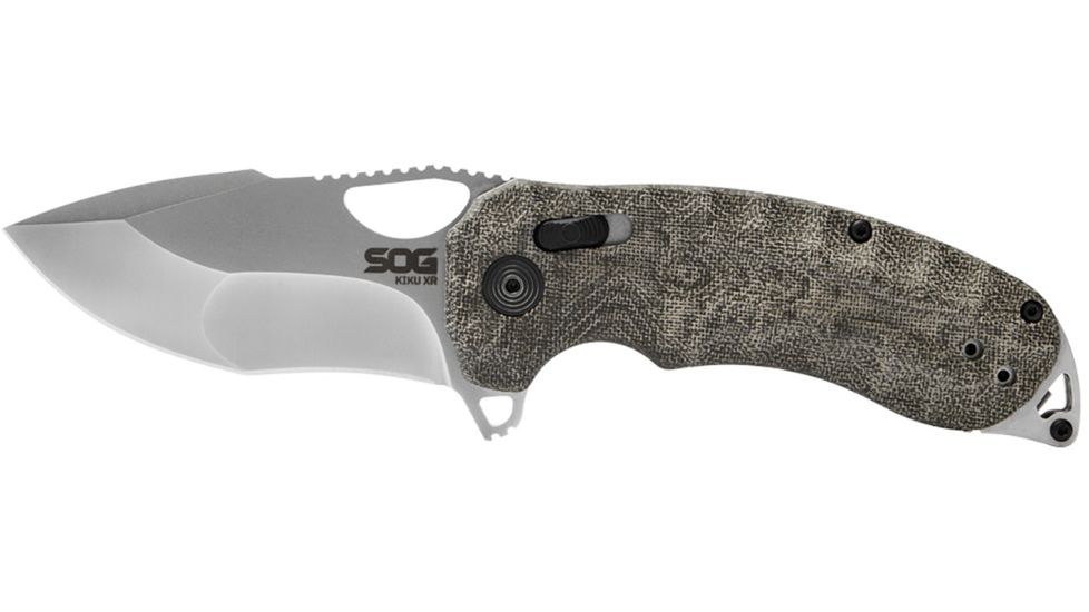SOG Specialty Knives &amp; Tools Kiku XR Satin Folding Knife, Silver, 12-27-01-57