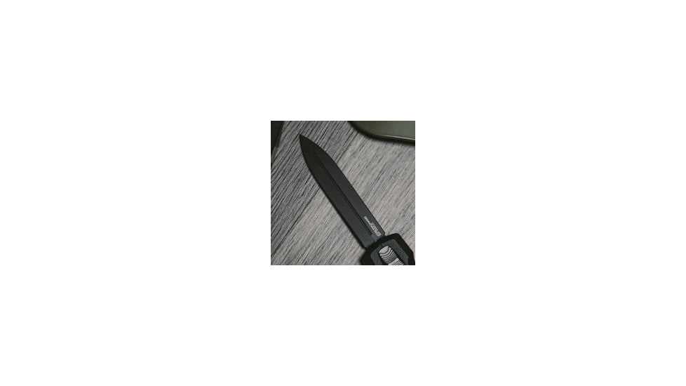 SOG Specialty Knives &amp; Tools Pentagon Blackout OTF Automatic Folding Knife, 3.75in, S35VN Stainless, Spear Point Blade, Black TiNi, Black Aluminum Handle, 15-61-01-57