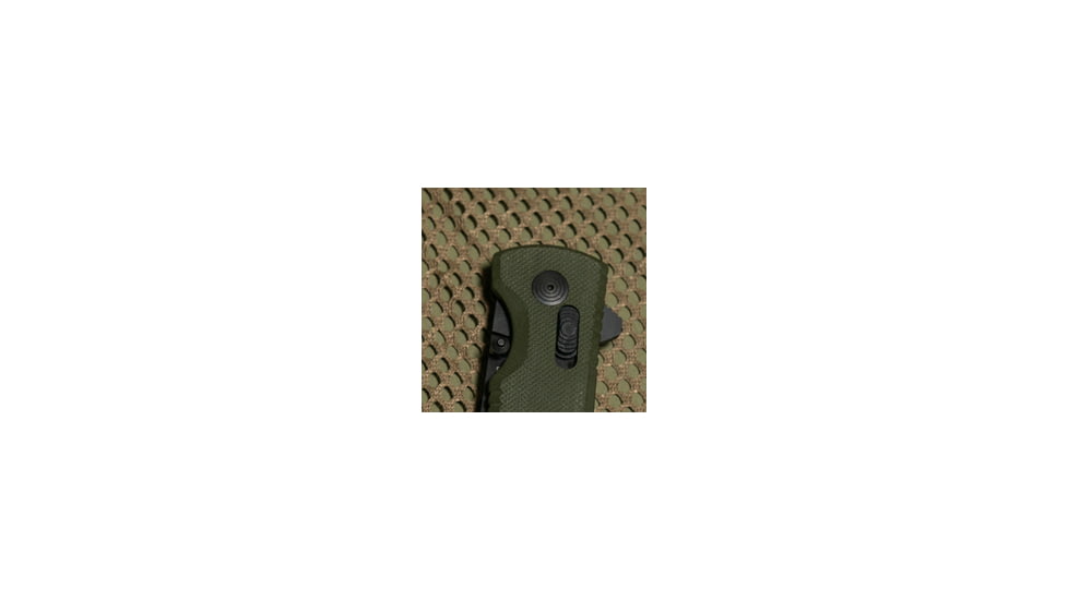 SOG Specialty Knives &amp; Tools Pentagon XR Automatic Folding Knife, 3.63in, CTS-XHP Stainless, Spear Point Blade, Black Oxide, OD Green G10 Handle, 12-61-02-57