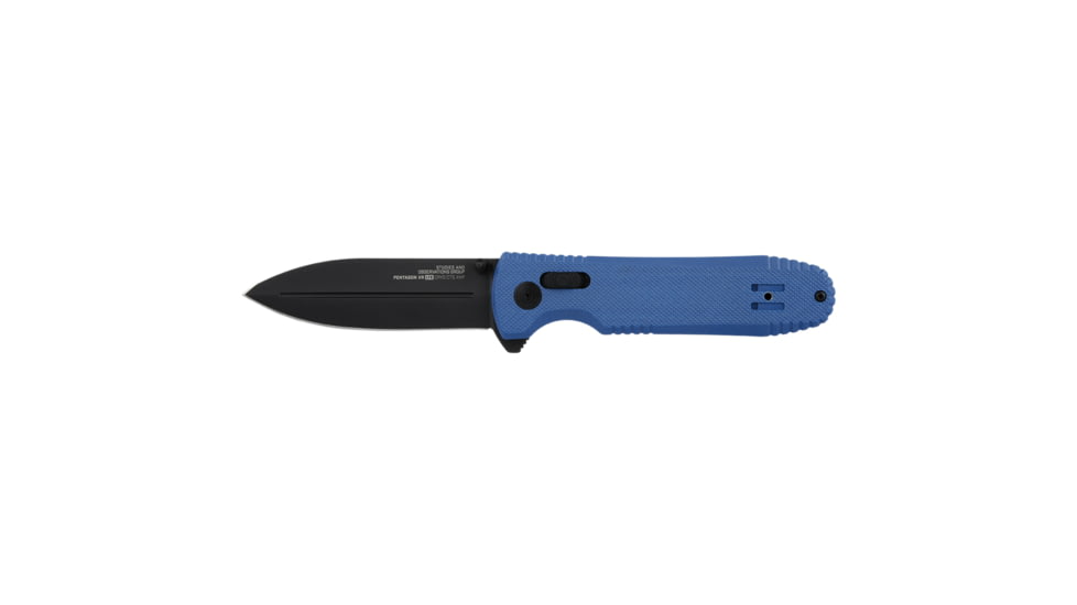 SOG Specialty Knives &amp; Tools Pentagon XR LTE Folding Knives, 3.6in, Straight Edge, CTS XHP Steel, Spear Point, Blue, G10 Handle, SOG-12-61-06-57