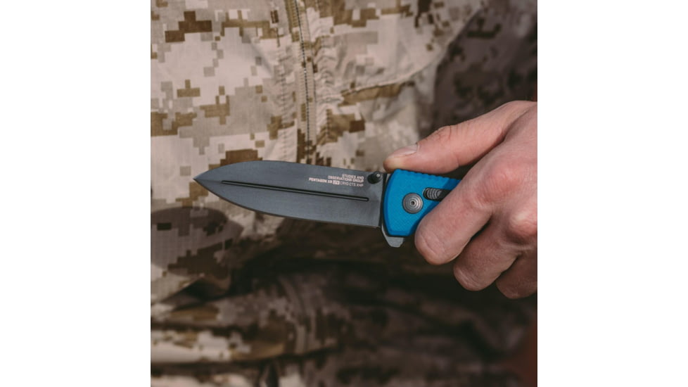 SOG Specialty Knives &amp; Tools Pentagon XR LTE Folding Knives, 3.6in, Straight Edge, CTS XHP Steel, Spear Point, Blue, G10 Handle, SOG-12-61-06-57