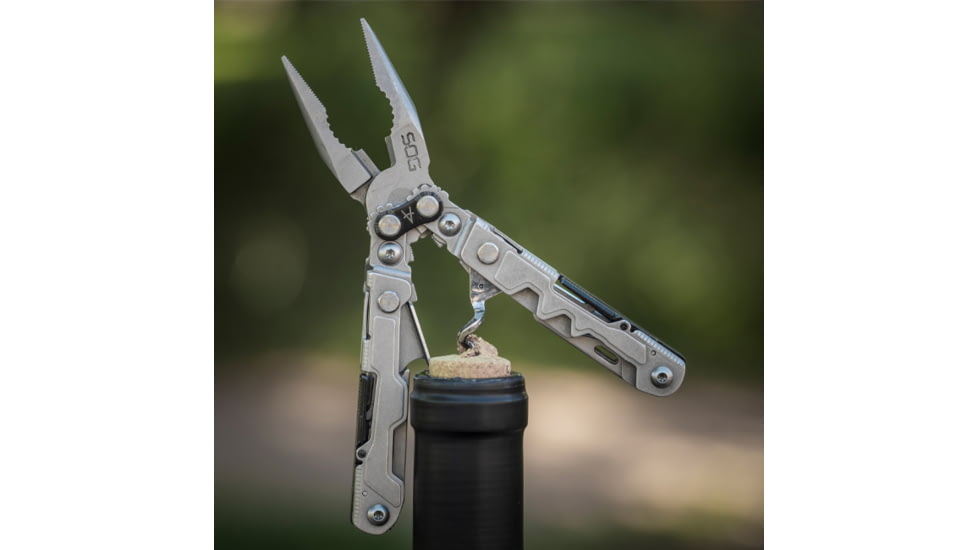 SOG Specialty Knives &amp; Tools PowerLitre Multi-Tool, Stainless Steel Blade, Stone Wash Finish, Grey/Grey, SOG-PL1001-CP