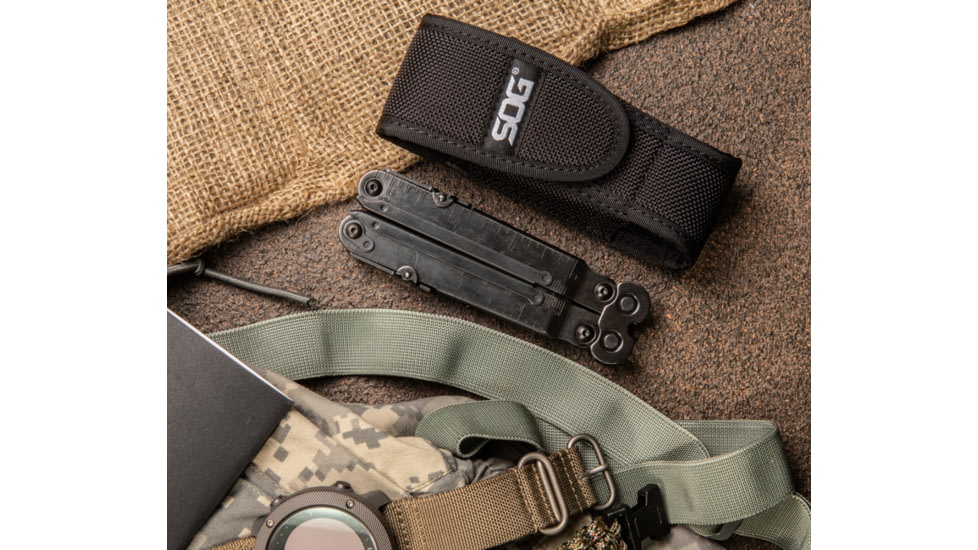 SOG Specialty Knives &amp; Tools Powerlock EOD Scissors Multi-Tool w/ Nylon Sheath, Black Oxide Finish, Black/Black, SOG-B61N-CP