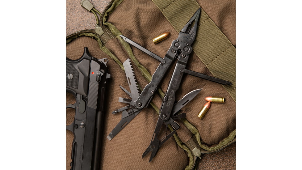 SOG Specialty Knives &amp; Tools Powerlock EOD Scissors Multi-Tool w/ Nylon Sheath, Black Oxide Finish, Black/Black, SOG-B61N-CP