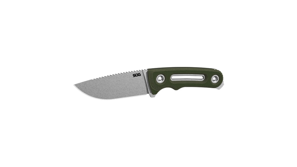 SOG Specialty Knives &amp; Tools Provider FX Knife, 3.25in, Stainless Steel, G10 OD Green Handle, 17-35-01-57