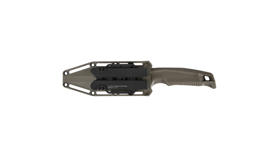 SOG Specialty Knives &amp; Tools Recondo FX Fixed Blade Knives, 4.6in, Partially Serrated Edge, CRYO 440C Steel, Spear Point, FDE, GRN / TPU Handle, Black, SOG-17-22-04-57