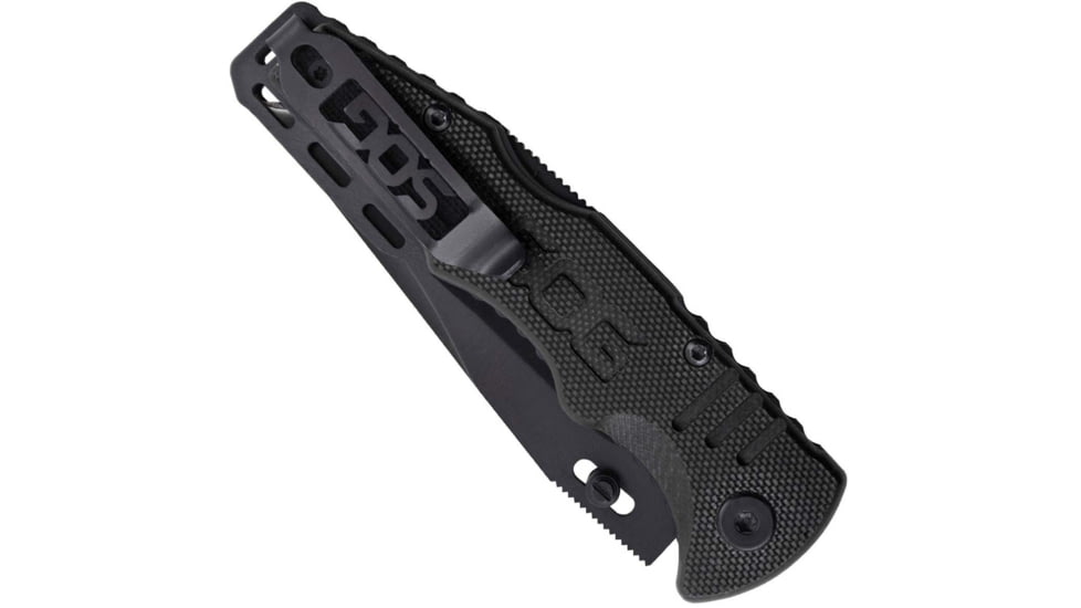 SOG Specialty Knives &amp; Tools Salute Mini Folding Knife, 3.1in, 8Cr13MoV Blade, Clip Point, Black, G10 Handle, Black Oxide Finish, Black/Black, SOG-FF1101-CP