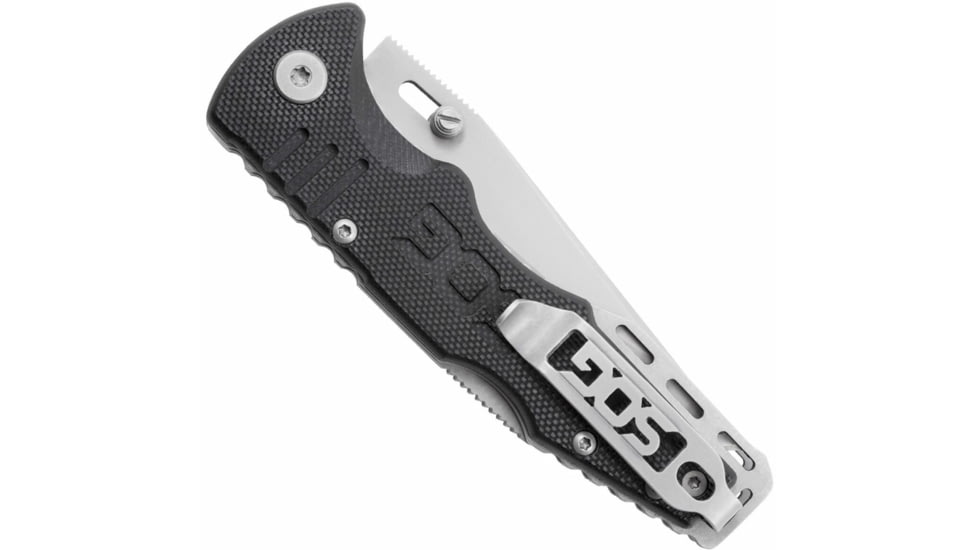 SOG Specialty Knives &amp; Tools Salute Mini Folding Knife, 3.1in, 8Cr13MoV Blade, Clip Point, Black, G10 Handle, Bead Blasted Finish, Silver/Silver &amp; Black, SOG-FF1001-CP
