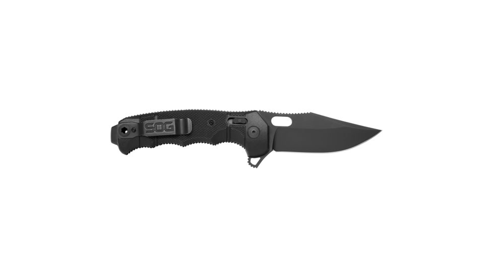 SOG Specialty Knives &amp; Tools SEAL XR Flipper 3.9in Folding Knife,TiNi S35VN Clip Point Blade, Black, 12-21-01-57