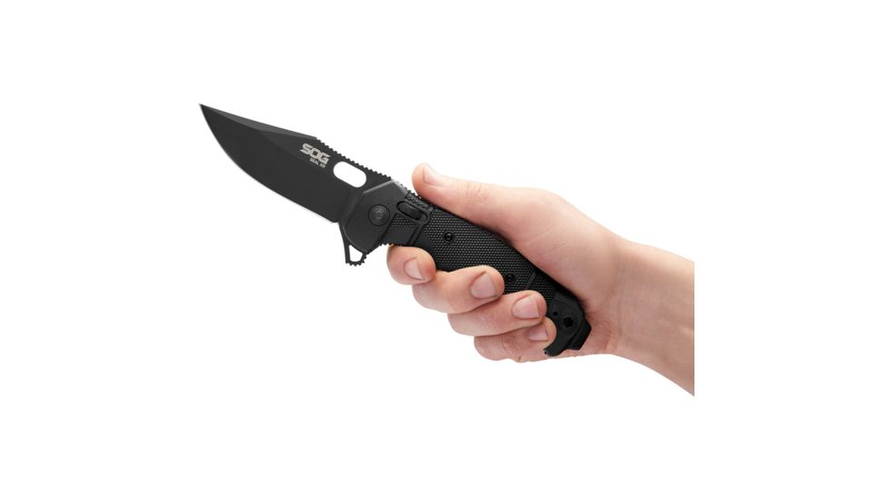 SOG Specialty Knives &amp; Tools SEAL XR Flipper 3.9in Folding Knife,TiNi S35VN Clip Point Blade, Black, 12-21-01-57
