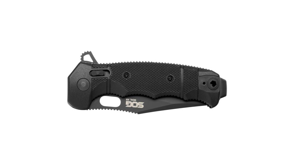 SOG Specialty Knives &amp; Tools SEAL XR Flipper 3.9in Folding Knife,TiNi S35VN Clip Point Blade, Black, 12-21-01-57
