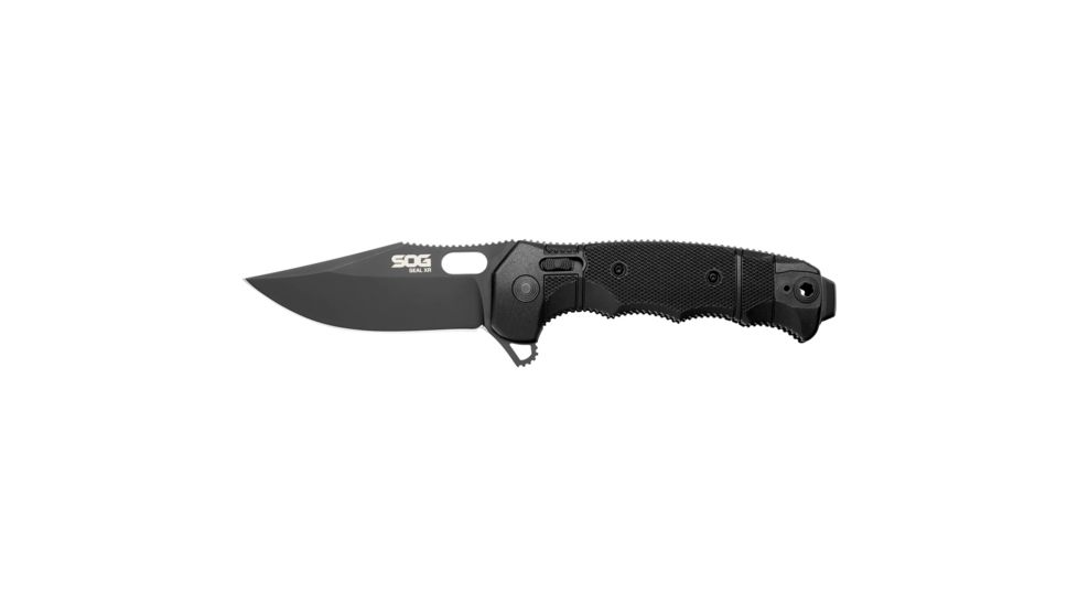 SOG Specialty Knives &amp; Tools SEAL XR Flipper 3.9in Folding Knife,TiNi S35VN Clip Point Blade, Black, 12-21-01-57