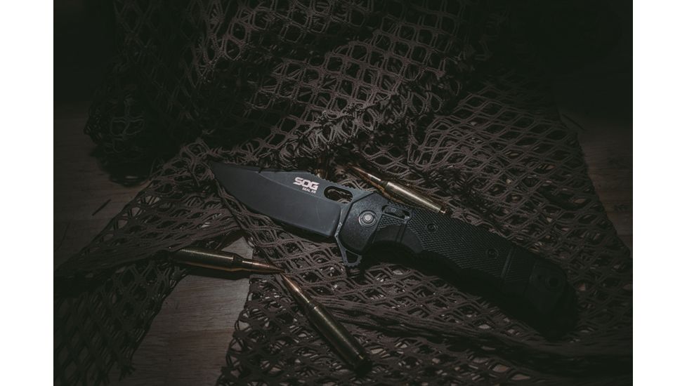 SOG Specialty Knives &amp; Tools SEAL XR Flipper 3.9in Folding Knife,TiNi S35VN Clip Point Blade, Black, 12-21-01-57