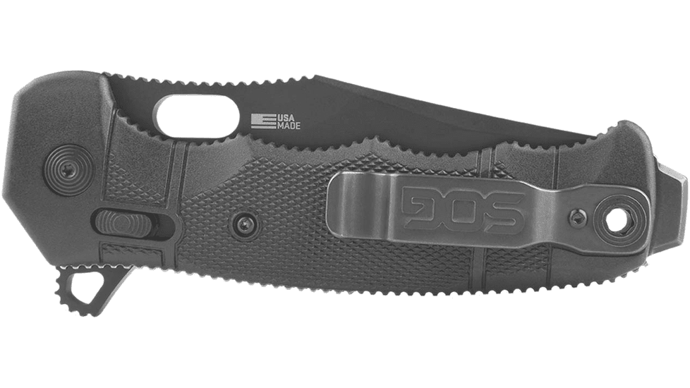 SOG Specialty Knives &amp; Tools Seal XR Folding Knife, 3.9in, Partially Serrated Edge, S35VN Steel, Clip Point, Black, GRN Handle, SOG-12-21-05-57